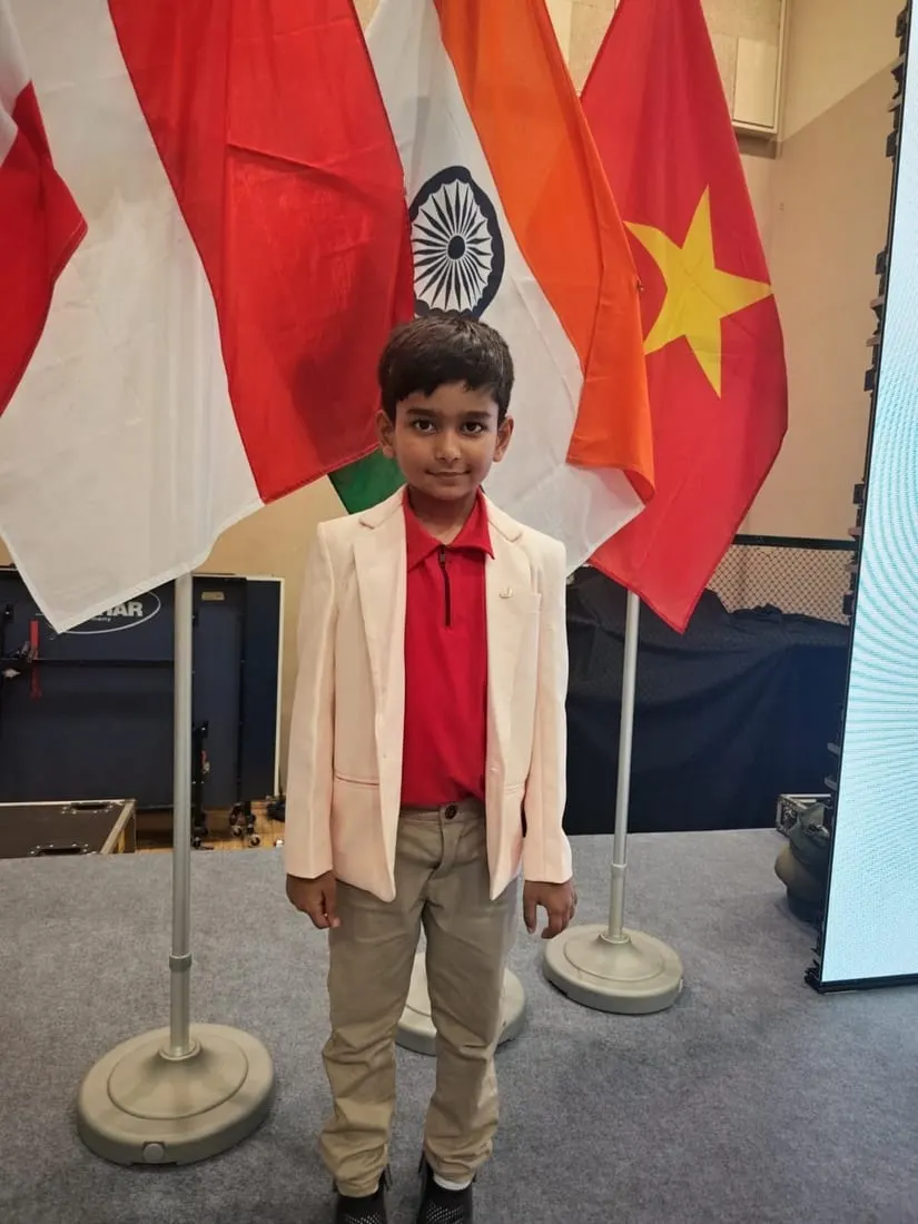 Riyaan Sidharth in Team India blazer at the ASEAN+ Championships, Singapore
